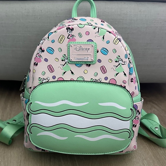 Disney Loungefly Epcot Paris France Macaroon Backpack - Mint Green & Pastel Pink main image 11